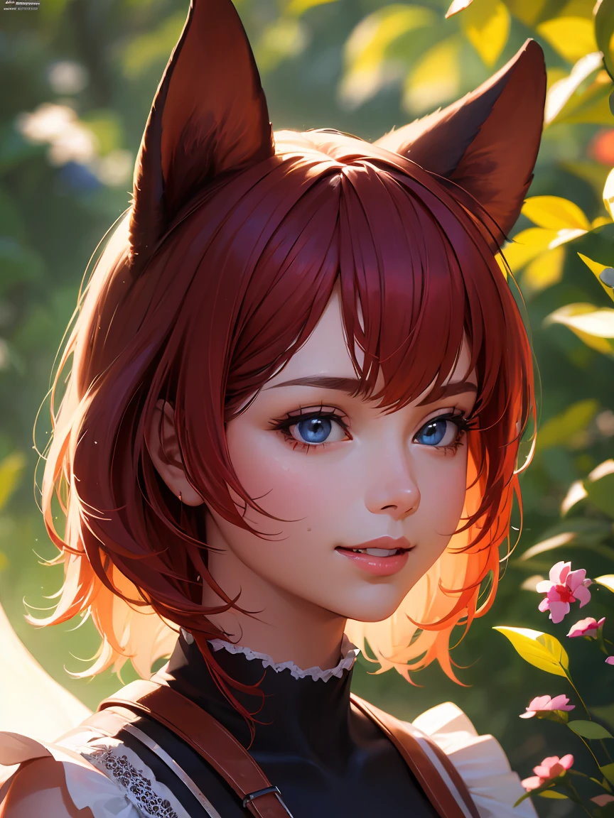 red cat girl, anthropomorphic cat, toned body full of fur, showing midriff, highly detailed face, highly detailed eyes, full body, whole body visible, full character visible, soft lighting, high definition, ultra realistic, 2D, 8K, digital art