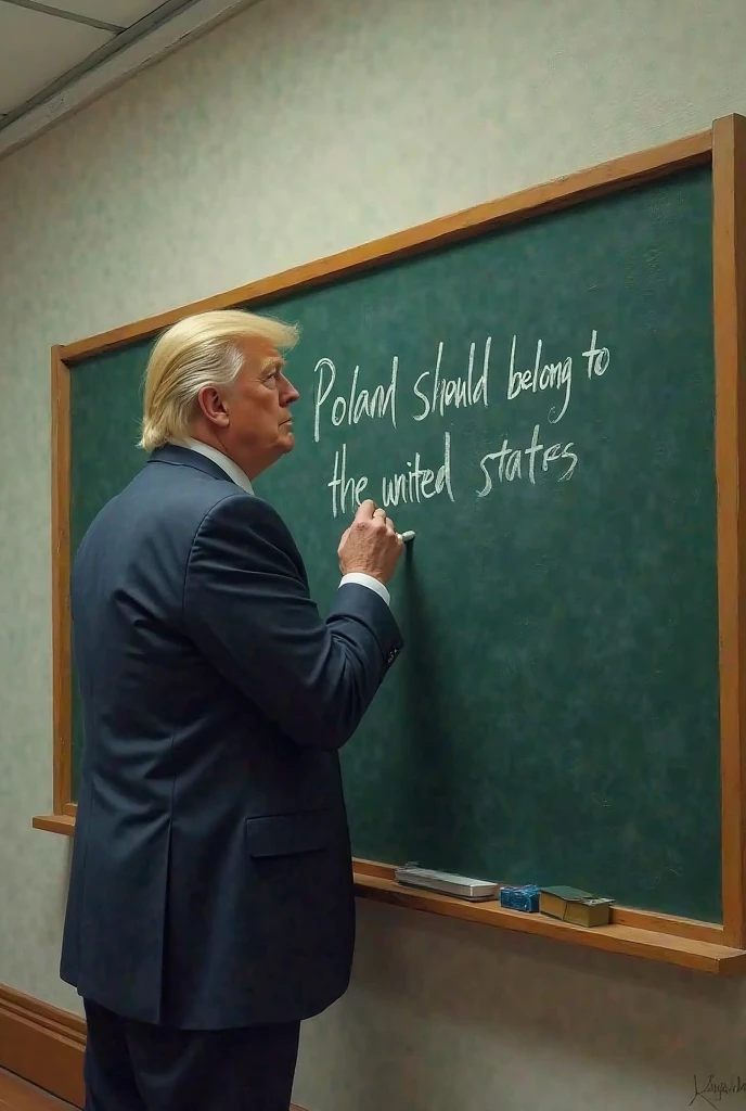 Woman 30 years old in office suit, big breasts, office skirt, bent over to the floor , back view, You can see they read (Biden-Harris 2020 )white underpants, chalk board, school