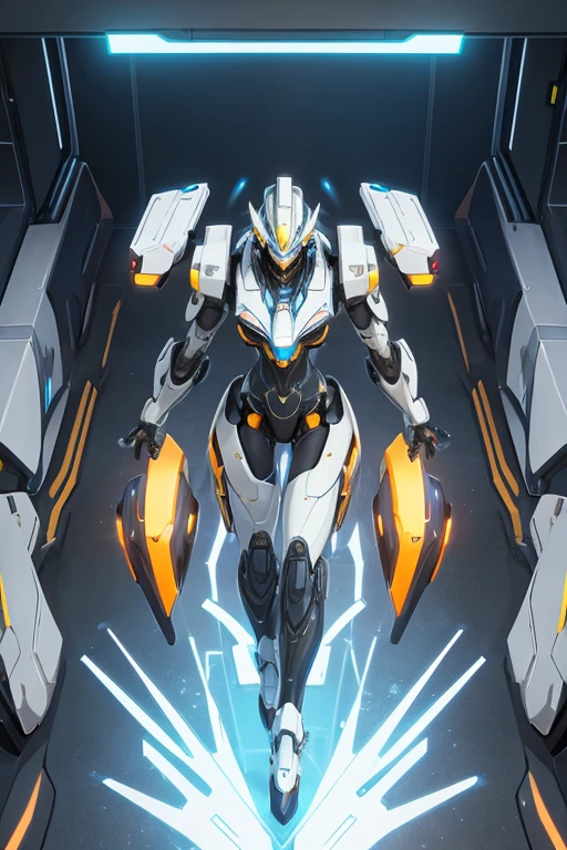 Circuitron is a highly advanced humanoid Pokémon that seamlessly integrates with and inhabits technology. Its body is composed of a sleek, metallic alloy that gleams with a silver sheen, adorned with glowing circuit patterns that pulse with electric energy. Circuitron's design features angular lines and edges, giving it a futuristic and robotic appearance. Its eyes are bright blue LEDs that emit a steady, calming light, contrasting with its otherwise mechanical demeanor , female girl , android robot , heavy armor