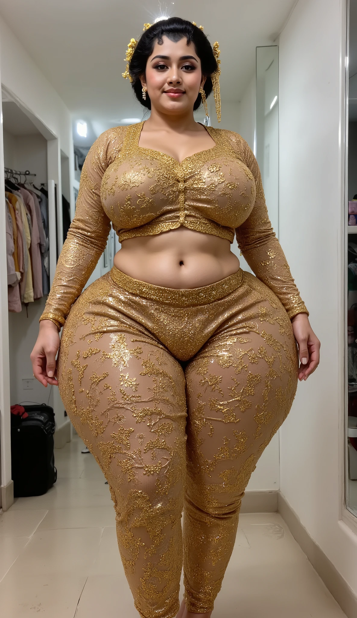 a close up of a woman in a sari posing for a picture, indian goddess, indian, sharandula, traditional beauty, beautiful thick female, desi, curvy, sexy movie photo, leaked image, very beautiful enga style, very seductive pose, bra, indian super model, curvaceous. detailed expression, very attractive and beautiful, large breasts size