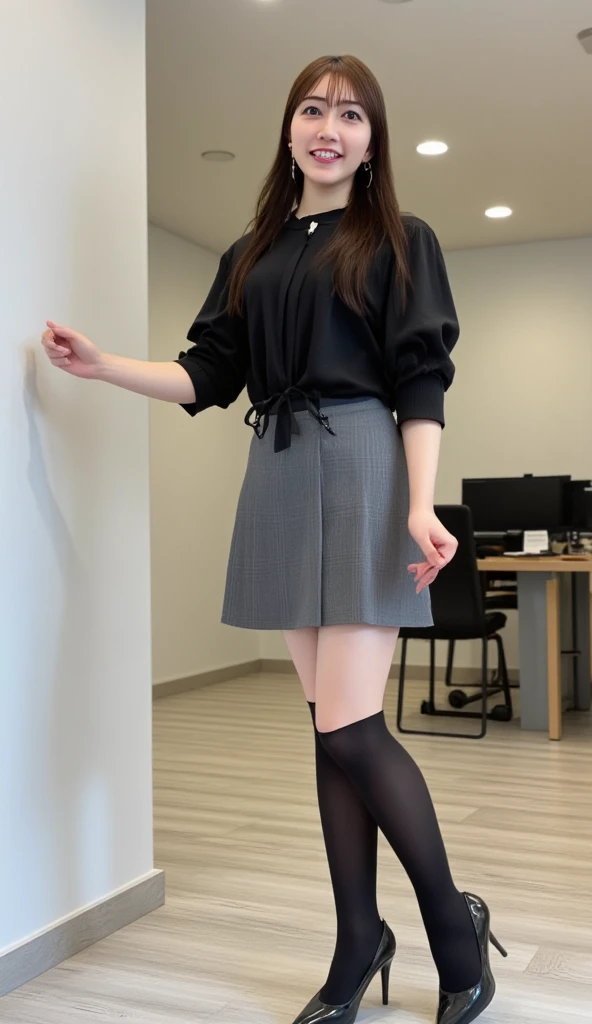 ((Realistic Light, Best Quality, 8K, Masterpiece: 1.3)), 1girl, female teacher, Slim Beauty: 1.4, (Brown hair, short hair length to shoulder, glasses, large breasts: 1.3), wearing long sleeve white shirt(( appropriate shirt)), black pencil skirt((length skirt to the knee)), standing alone at empty school hallway, front view, medium shot, with little wonder expression, peeing self, wetting her clothes, can't hold her pee face, wetting herself desperate, pee desperation pose, her body can't hold her pee and wets herself ultra desperate in the middle of the cicty in absolute desperaton wetting herself, pee runing down her legs, standing up, hyper pee desperate face, big pee pudle
