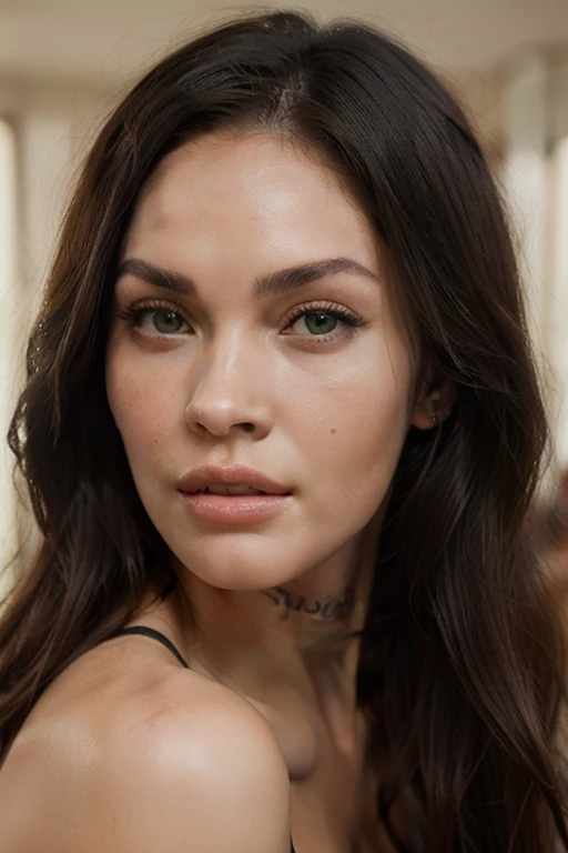 a realistic instagram photo of a [ really beautiful exotic androgynous supermodel 19 year old woman] , with [long, dark hair ] , looks like [Megan FOX] and [Adriana Lima], light makeup, looking [shy, cute, flushed] , [light] skin --ar 9:16 --stylize 750 --v 6