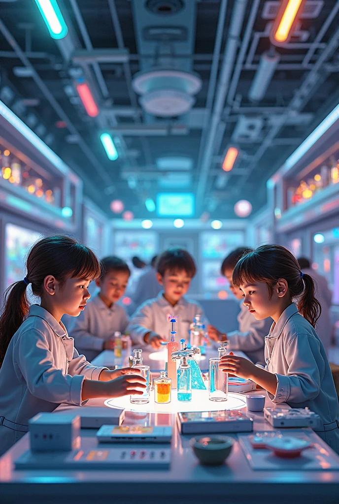 "Generate a vibrant and colorful image representing the EUREKA science and technology contest. In the center of the image, shows a laboratory table full of flasks, test tubes, and experimental materials. Around the table, there are several children of different ages and ethnicities, all with expressions of amazement and joy as they experiment and discover scientific wonders. Some children are observing through a microscope, otros están mezclando líquidos en test tubes, and they are all dressed in lab coats. The scene should convey an atmosphere of curiosity, discovery and fun, reflecting the excitement of learning about science and technology."
Eureka Contest 2024

Welcome Eureka 2024! This event promises to be an exciting and creative experience. Be sure to mark the following important dates on your calendar:

- Contest Date: [August 23rd]
One experiment per grade
- Announcement of winners: [August 23rd por la tarde 
Hora: 10:50 am


We look forward to seeing you participate and enjoy this great event! I want it to be an advertising poster, for  between 6 and 