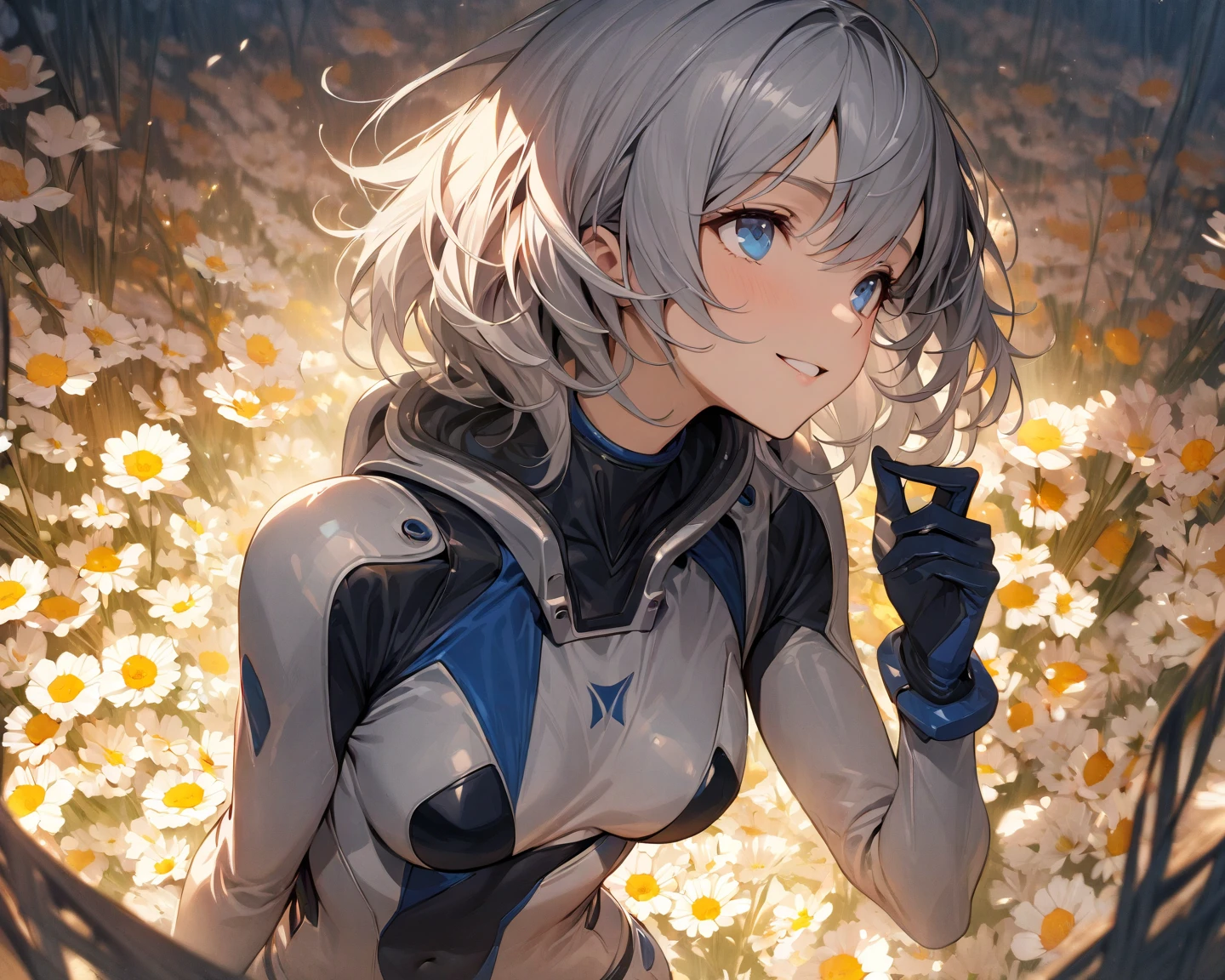 (masterpiece,Best Quality), , Girl looking at viewer, , {Top view|bottom view|medium view}, , {by the wide|short hair}, (wavy fur:0.8),, {Upper part of the body|cowboy shot}, , {inside|outdoor}, , {fancy|modern|Science fiction},, {dawn|evening}, , {blue eyes|black eyes|grey eyes},, {shy|happy|sad|smile|happy face},