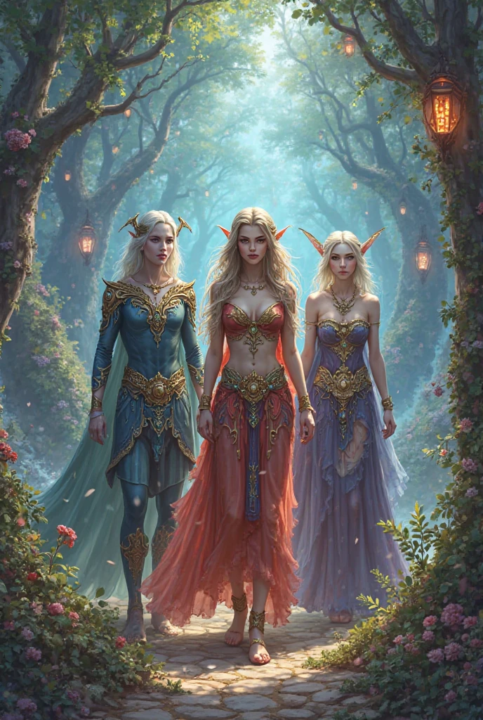 forest at night、Elven sage with owl on outstretched arm stands, giga_busty