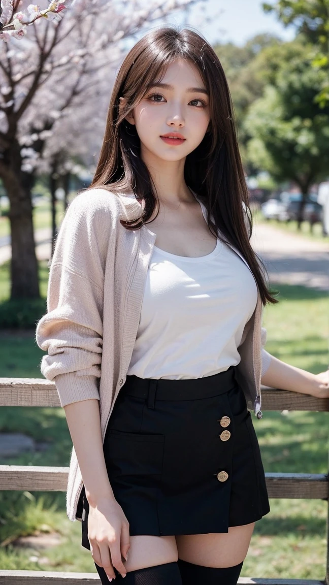 ((highest quality)), ((masterpiece)), (detailed), Perfect Face, Very large breasts, Ultra-high resolution, 8,000 people, Perfect body, Head-up display, Ergonomic, Thin legs, Small face, Long eyelashes, shining pink lips, Eye on the details, Beautiful Skin, A face without blemishes, 20-year-old woman, 1 female, I can see your sexy pelvis, ((Please hold the hem of your skirt.:1.4)), Brown wavy long hair, Realistic, Highly detaileded CG Integrated 8,000 people Dendenden Wallpapers, detailed, High-quality RAW color photos, Professional photography, (8,000 people, RAW Photos, highest quality:1.2), Under the blue sky, Fluffy Clouds, Very long railway, Gachagil, Railway track on sleepers, ((Beautiful woman walking along the railroad tracks)), Wearing sandals, V-neck T-shirt, short tailored Jacket, Jacket, mini skirt, Mini Dress, (German beautiful girl), German Woman, V-neck T-shirt、((Sexy panties in full view:1.05))、((Spread your legs wide:1.45))