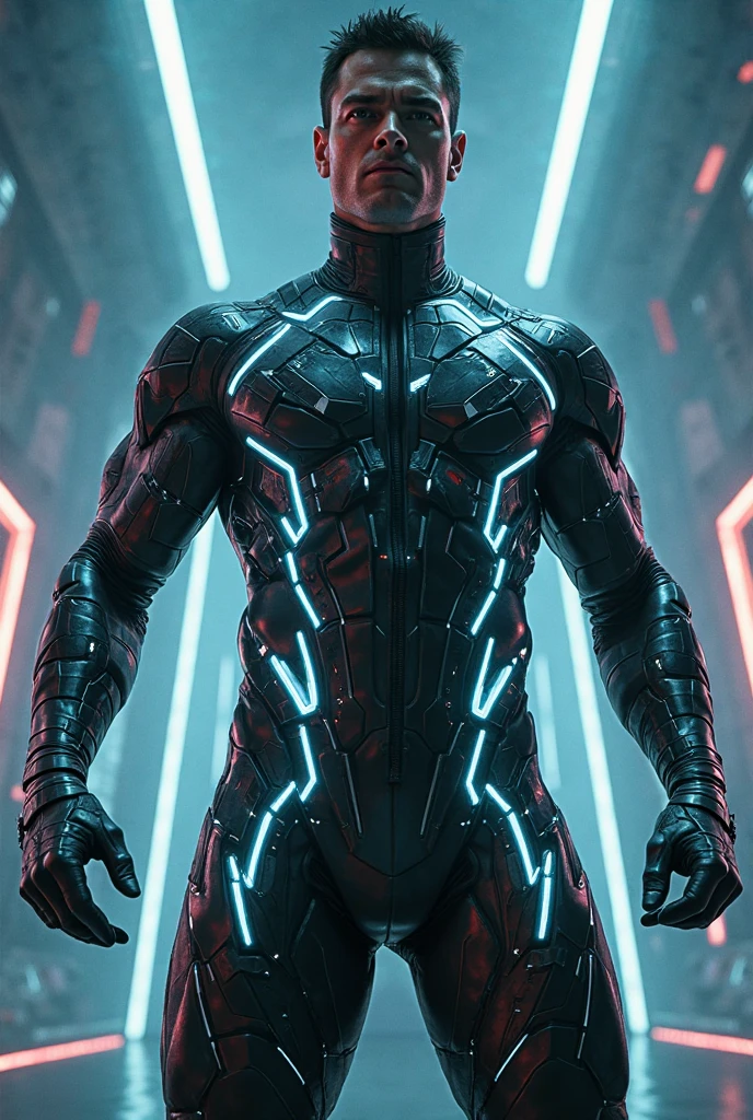 ((best quality)), ((masterpiece)), (detailed), perfect face
Infinitums appear humanoid but with a subtly alien quality. They typically have a muscular physique, often with glowing energy lines coursing through their bodies, reminiscent of Anodites.