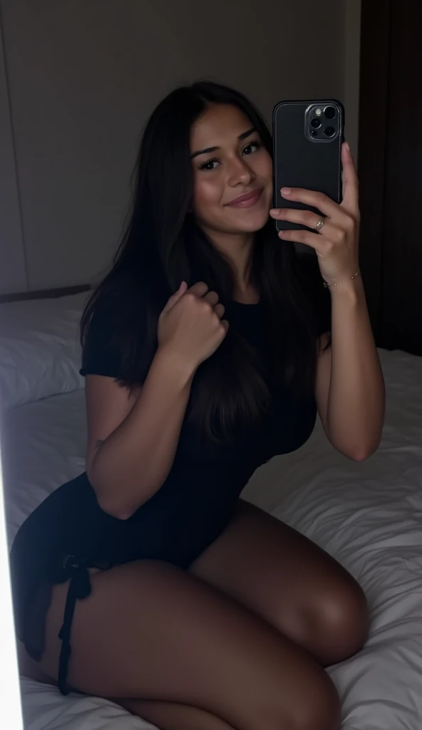 Beautiful 18 year old woman lying in bed, Brown hair