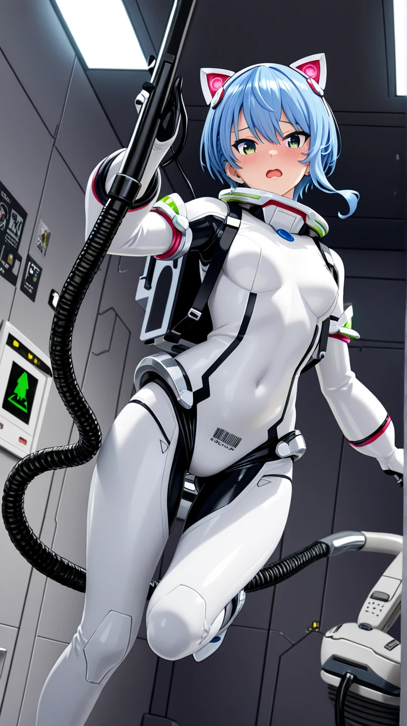 ((Highest quality, 8k wallpaper)),(masterpiece, Highest quality),Very detailed,High resolution,(Official Art:1.3),(((Anime screenshots,Black outline))),One girl,alone, Break mer1,(Rei Ayanami {Neon Genesis Evangelion,}1.2),masterpiece, best quality, outdoor, 1girl, Solo,red eyes,short hair,blue hair, (White plug suit:1.4), skin tight,(Tired look, A look of regret, Struggled, Half-closed eyes, fear, humiliation, Frightened, anxiety:1.3),(((Covered in sweat, Mass sweat, Sweating profusely,steam:1.7))), (lying face down, Lying on stomach, arms behind back:1.8), (Dirty Costume with mud,gym storeroom:1.5),(((dirty:1.4))),(((Tape Gag:1.4))),(((tape, gagged, bondage,  bound, Tape shibari:1.4))),