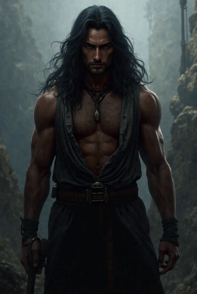 (one male), (cowboy-shot), (looking at viewer).
Very detailed manly face, heroic, detailed realistic open deep blue eyes, (muscular:1.5), (big muscles), (massive pecs), (hairy pecs), narrow waist and hips, (long jet black hair), (slight smile).
Wearing black leather trousers, black leather boots, (shirtless) (topless male).
Standing. SZ_4po enviroment, desolate campground, faded tents, ash-filled fire pit, overturned picnic table, overgrown trail.
Realistic, photoreal, high definition, high contrast, high saturation, highly detailed, high quality, masterpiece, dimly lit, volumetric light.
<lora:BulkedUpAIR1.5:0.2>
<lora:PostApocalyptic_v4:0.6>
<lora:LowRA:0.6>