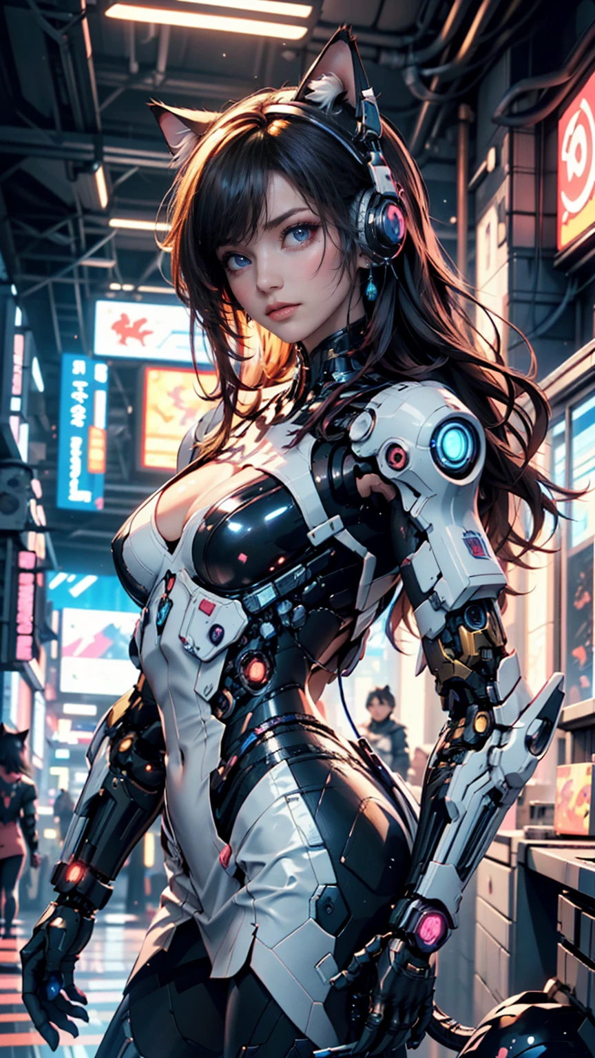 Anime girl in futuristic clothes with cat ears and headphones, cute cyborg girl, Digital Cyberpunk Anime Art , cyberpunk anime girl mech, female cyberpunk anime girl, cyberpunk anime girl, Beautiful girl cyborg, Perfect android girl , anime cyberpunk art , animated portrait of a space student girl , dreamy cyberpunk girl , digital cyberpunk - anime art, Mecha Cyber Armored Girl , Cyberpunk beautiful girl