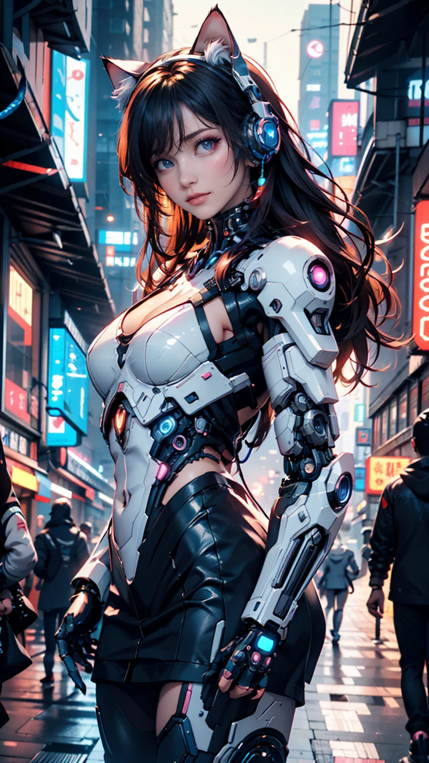Flowing_contour biomechanical__cybernetic_airbrush___Strange__eerie__((Japanese Fashion_Magazines_cover__art_decor_Border))__porcelain_and_Platinum / Futuristic Cyberpunk woman with porcelain skin, cybernetic implants.