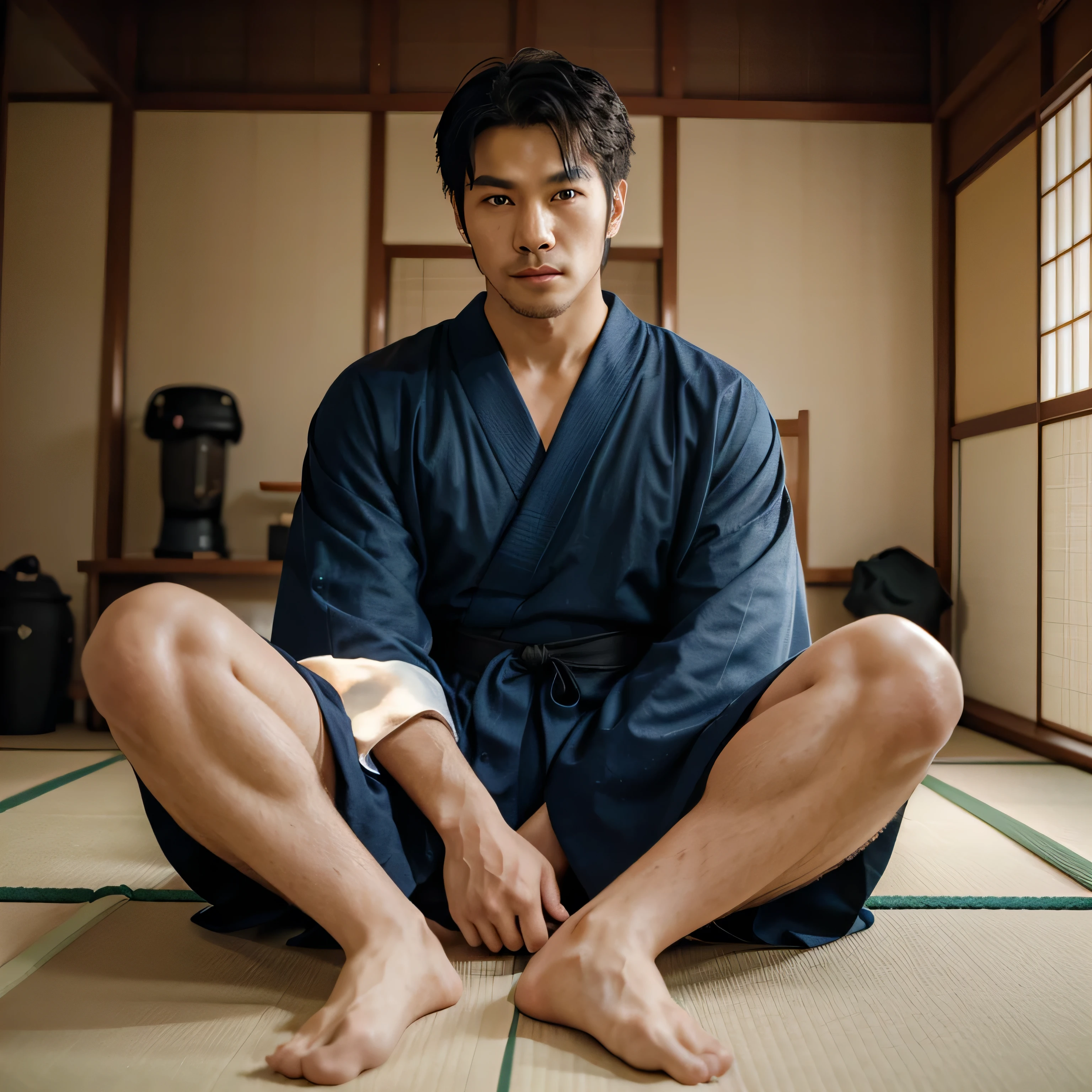 realistic zen master accompanied by a 22 year old young master