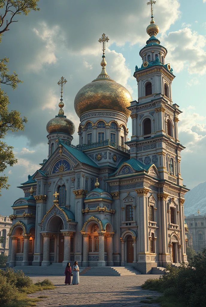 Cartoon image of a church with a Star of David on the facade, Digital rendering by Emanuel Büchel, window shutters, of a real, a temple, temple, a temple background, sacred place, Mosque synagogue interior, background depicting a temple, russian temple, monolithic temple, mid view, cathedrals, cathedral background, mosque, Very stylized, colorful illustrations, large temples