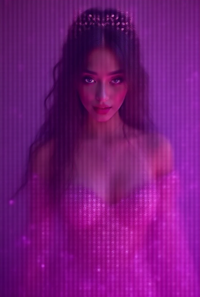Picture of a long-haired, medium-height, black-haired naked girl with big breasts