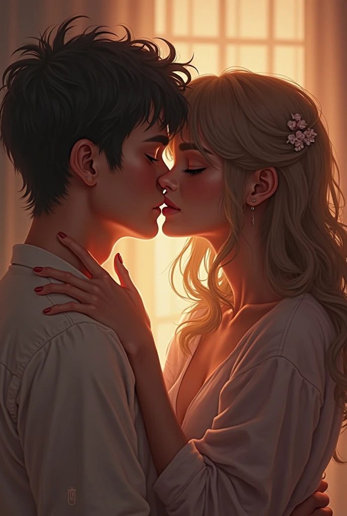 kiss picture of two 16 year olds touching lips and tongue