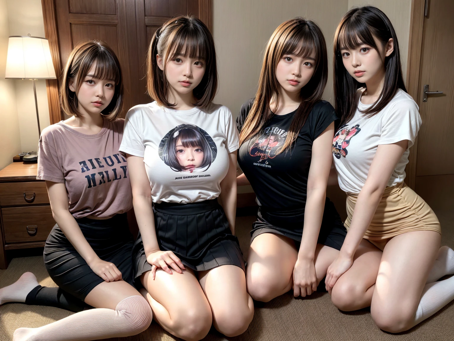 (Highest quality:1.2),32k HDR,High resolution,(20-year-old woman),(Ultra Wide Angle),(View from above:1.2),((Glaring at the camera)),(Japanese women),((Three Women)),(Tattoo),Flat bangs,Dark Room,Medium chest,Squat with your feet apart,Show off your crotch,両腕をhandcuffsで繋がれている,((handcuffs)),薄Dark Room,ruins,Embarrassed, moist eyes,Sad expression,Looking into the camera,Very beautiful eyes,Flat Chest,Tragic,A fleeting expression,,((全身にTattoo)),((Constraints)),((Lock)),((Plate at your feet,Dog food dish)),((Staring straight ahead)),((Cat ears on the head)),((thin tail)),((3 peopleの女性)),((対象的な3 peopleの女性)),((short hair,Shaggy,Bob,long)),(Red Hair,Brown Hair,Black Hair,Silver),(Maid clothes),((Dark eyeliner)),((Red lipstick))),((3 people)),((Slanted Eyes)),((Big eyes)),((Hands)),((Women who are kept)),((じゃれ合うThree Women)),((Pets)),((Bold pose)),((Embrace each other)),((Exlassy)),((Ahegao)),((Sensual look)),((hoodie)),((Showing off your crotch)),((リード付きのfirst round)),((first round)),((Gazing at each other passionately)),