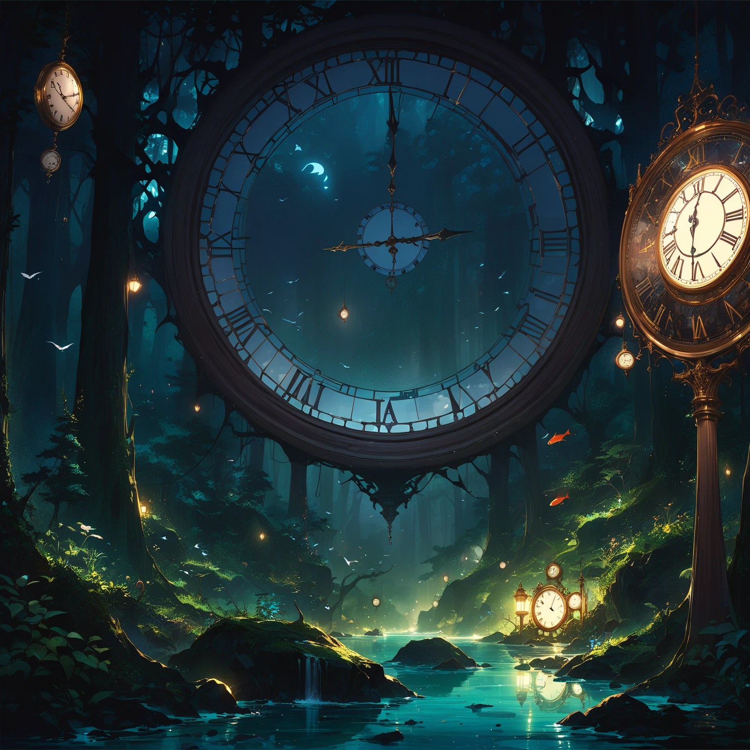 (masterpiece, best quality:1.2, 8k,16k,high-resolution,(Dark Forest:1.3),fantasy world、can see things you can't see with light floating in the dark,(giant deep-sea creatures swimming in the sky:1),(Dark Forest:1.3),(Big mirror clock:1.3), what you can't see in the light can be seen floating in the dark in the dark, yesterday is tomorrow in the dark of the forest pitch-dark forest
Fish are in the sky small birds have eggs splashing into the water and the mirror sings a completely dark forest is a strange place it's been completely dark since morning
If you listen, you won't hear anything (if you look at the clock, it goes upside down:1.5) A completely dark forest is a maze of the mind fast is slow completely dark forest
Everyone knows where it is nobody knows where it is the pitch black forest keeps moving
A completely dark forest near and far
A completely dark forest close and far