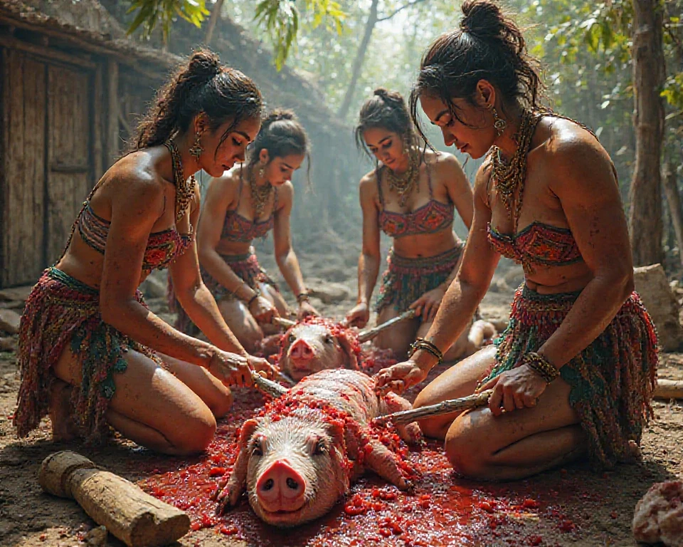 Bloody fight between two women in a market