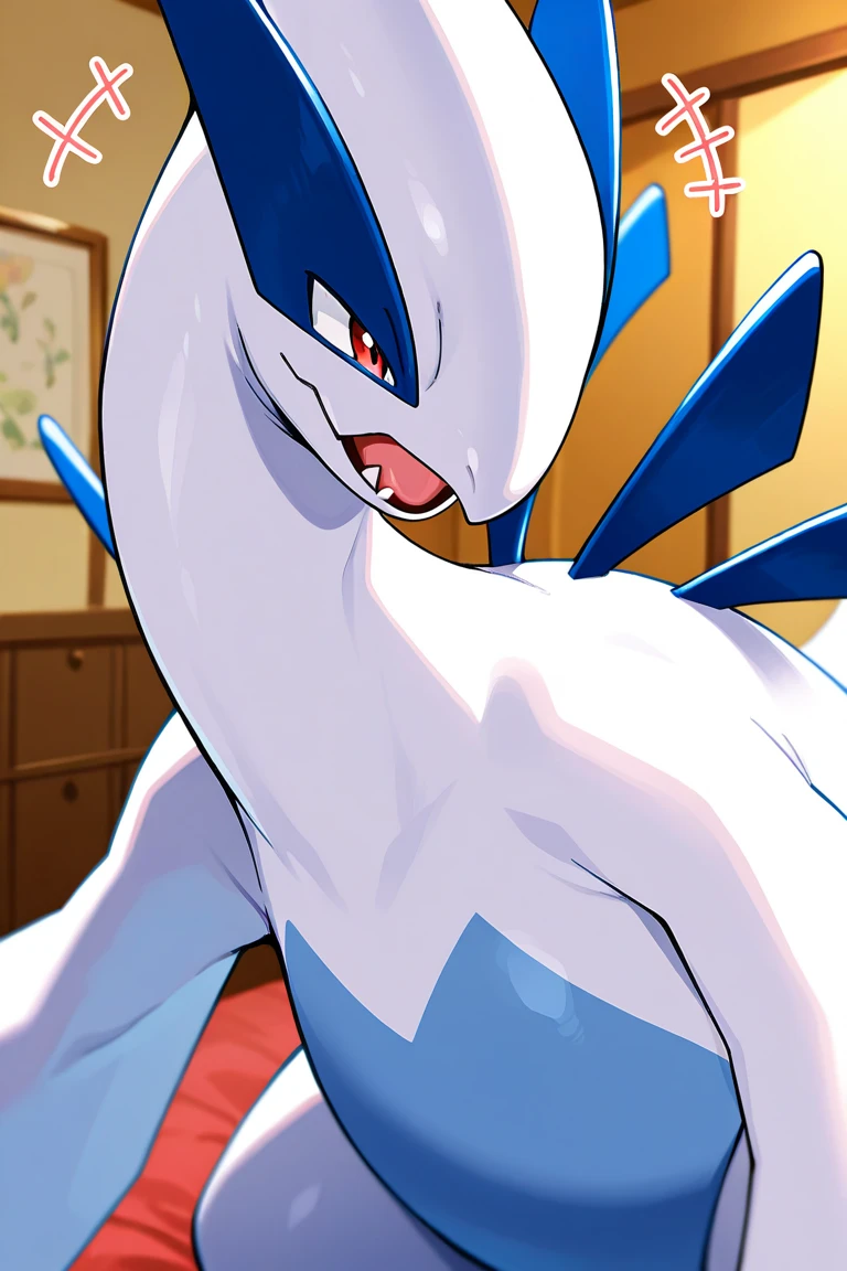 fox0808 (style), ((masterpiece)), ((8k quality)), (no watermark), stolas, male, looking at viewer, one hand on hip, detailed bedroom, (solo:1.4), sleek, shiny slime suit, goo, gooey, tail feathers, butt, ass,