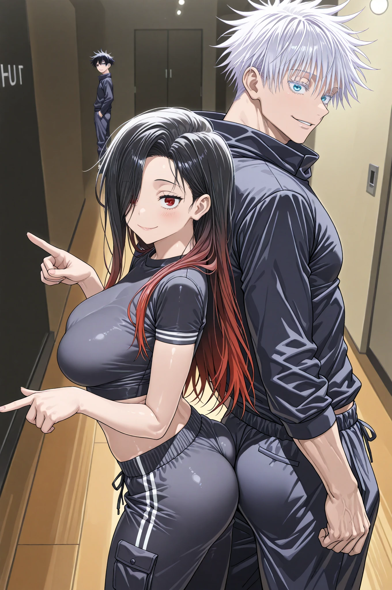 SFW, Realistic,Best image quality, Tabletop, Street Corner,Alley,Very fine, Extremely hot standing (Woman 1) Use something sexy ((naked)), （Highlighted Hair, long dark dark blue hair,Beautiful detail body, きらきら輝くBlack eyes,）、（Black eyes）、(((naked)),（Big Breasts）、 (Big Ass), (Thick thighs), (Fearful expression), Blushed, old small man ass groping Woman 1 from behind,(((old small man pressing his chest on Woman 1 back))) and (((Hold her back by her waist)))naked,naked,Sex