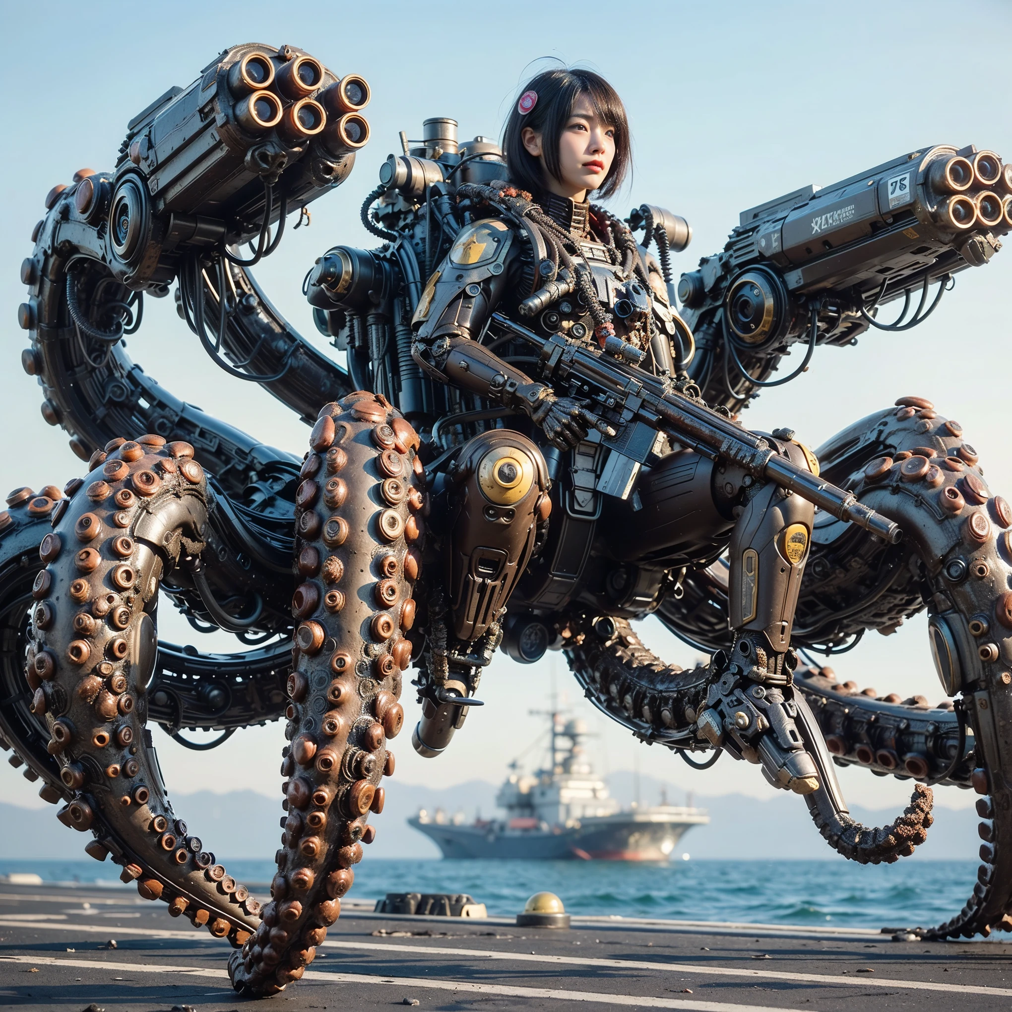 (Completely live action:1.37), (xtremely realistic textures:1.37), (masterpiece, best quality:1.2), (8k uhd, 16k, 32k, ultra high res), amazingly realistic skin, amazingly realistic photo, superrealism, (photorealistic:1.37), (RAW photo), extremely realistic, (extremely realistic all details), (extremely realistic all textures), extremely realistic lighting, extremely realistic shadow, (japanese girl:1.5), ((young face)), smiling, happy, extremery realistic face, extremely realistic skin, extremely realistic eyes, extremely realistic background, extremely realistic detail up, kkw-ph1, ((extremely intricate details, mechanical armor, Blood vessels, muscle fibers, skeleton))