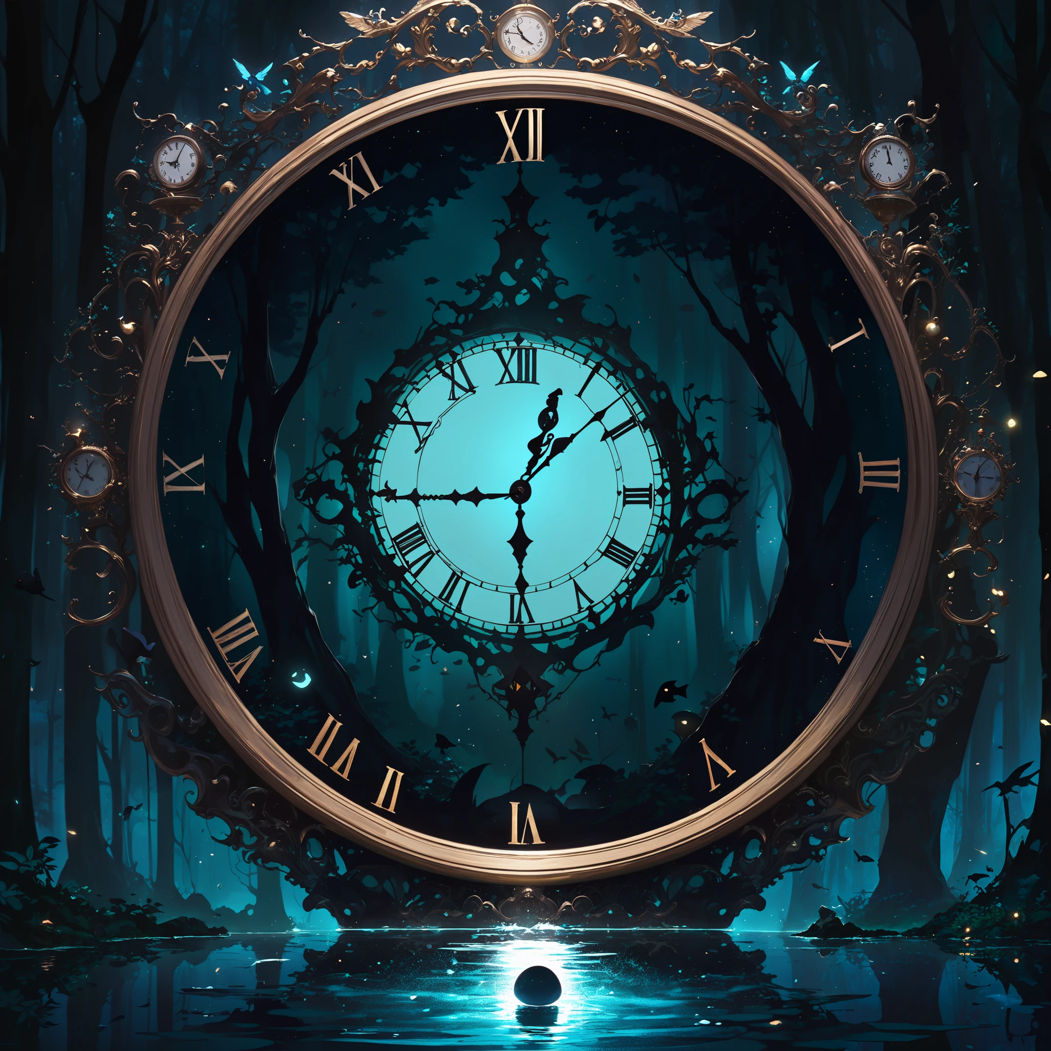 (masterpiece, best quality:1.2, 8k,16k,high-resolution,(Dark Forest:1.3),fantasy world、can see things you can't see with light floating in the dark,(giant deep-sea creatures swimming in the sky:1),(Dark Forest:1.3),(Big mirror clock:1.3), what you can't see in the light can be seen floating in the dark in the dark, yesterday is tomorrow in the dark of the forest pitch-dark forest
Fish are in the sky small birds have eggs splashing into the water and the mirror sings a completely dark forest is a strange place it's been completely dark since morning
If you listen, you won't hear anything (if you look at the clock, it goes upside down:1.5) A completely dark forest is a maze of the mind fast is slow completely dark forest
Everyone knows where it is nobody knows where it is the pitch black forest keeps moving
A completely dark forest near and far
A completely dark forest close and far