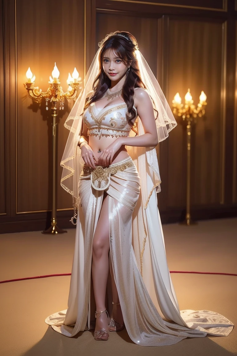Beautiful oriental girl，beautiful postures，Height is 170 cm，A truly perfect body，Tall, Skinny beauty defeats the goddess，beautiful  face，A sweet smile，A plump chest，gigantic cleavage breasts，Slender and slender thighs，beautiful foot，Soft light，Clear and bright picture，extreme hight detail，8K high-quality art，Holding a two-meter-long halberd in his hand，Weapon elements，Gorgeous weapons，Noble weapon elements，Wear armor and combat boots with an open front，Cold appearance，Feelings of arrogance。