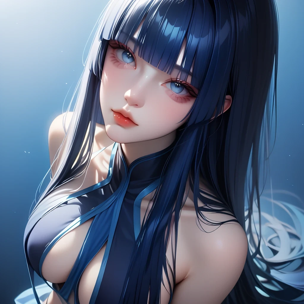 a sexy naked girl with long blue hair, beautiful detailed eyes, beautiful detailed lips, extremely detailed face, longeyelashes, detailed body, sensual expression, graceful pose, glowing skin, (best quality,4k,8k,highres,masterpiece:1.2),ultra-detailed,(realistic,photorealistic,photo-realistic:1.37),8k, ultra-realistic, highly detailed, cinematic lighting, dramatic shadows, glowing skin, volumetric lighting, depth of field, cinematic composition, dramatic mood, vibrant colors