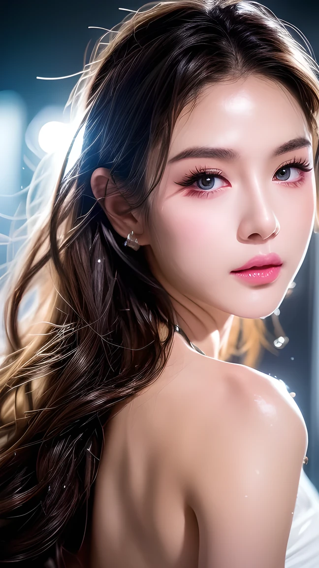 ExtremelyDetailed Kawaii girl Face (Close-up of KissableTongue)((Kissing to Camera)) glossy lips with beautiful details, extremely delicate and beautiful (TopQuality Masterpiece of 8K Ultra-detailed(ProfessionalPhoto:1.37)), {Amazing|finely detail|official art|incredibly absurdres} (close-up:1.22), fish eye lens (wide lens) macro lens, Detailed reflective Eyes ElaboratePupils with (sparkling highlights:1.28) Detailed(Voluminous LongEyelashes:0.88), {from Above|Visible back of throat|String of saliva drip}, (naked shoulder:1.32), Dripping(WhiteJuice on tongue:1.28) snow particles