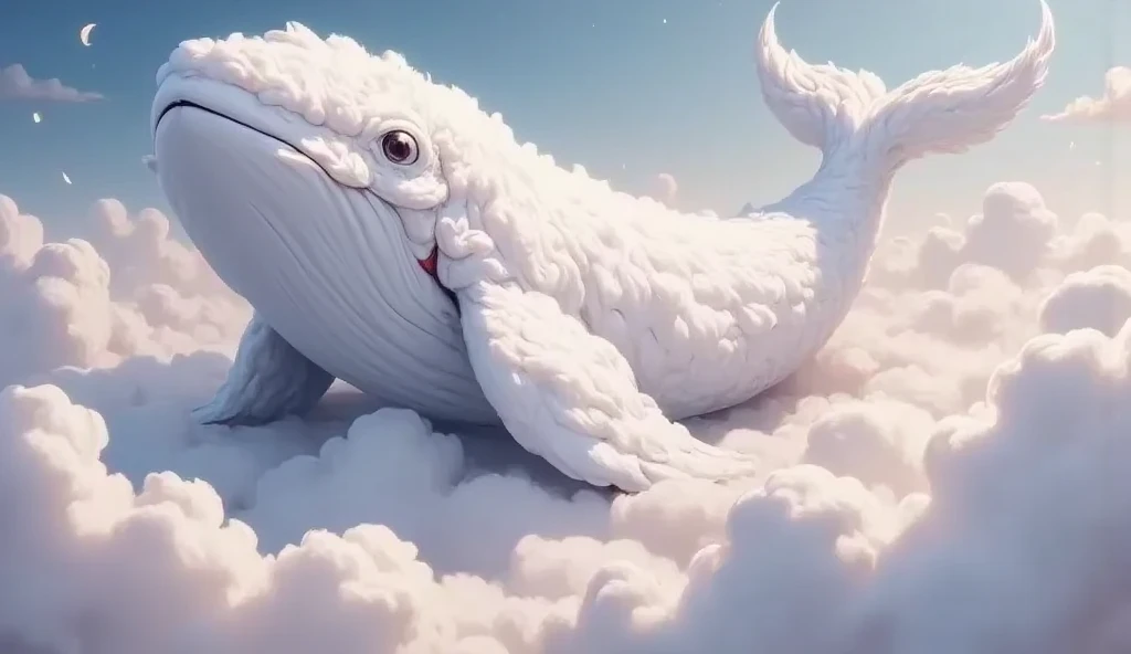 One beautiful cloud floating in a clear sky、looks like a whale - SeaArt AI