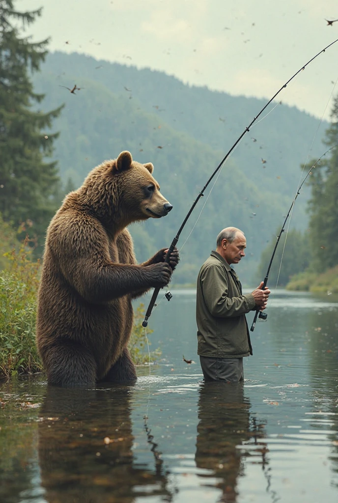 NAKED PUTIN with bow and arrow RIDING A beaver