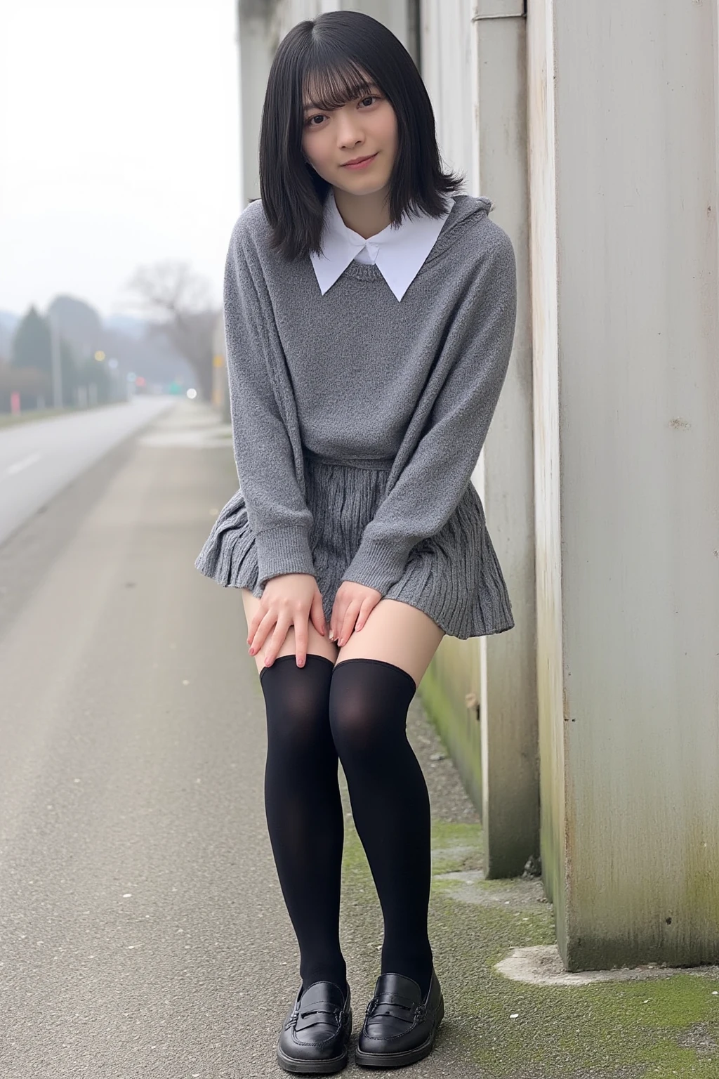 junior school student,Female pervert,Black lace calf socks,nakeness,Poor milk,Medium and short hair,Photorealsitic