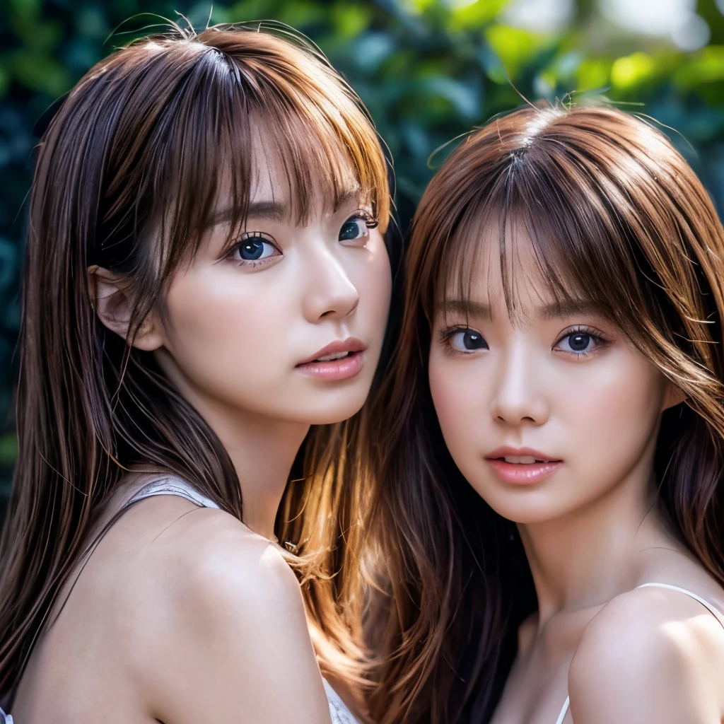 14. A double-exposure effect capturing twin sisters’ synchronized movements in a dynamic fashion pose.