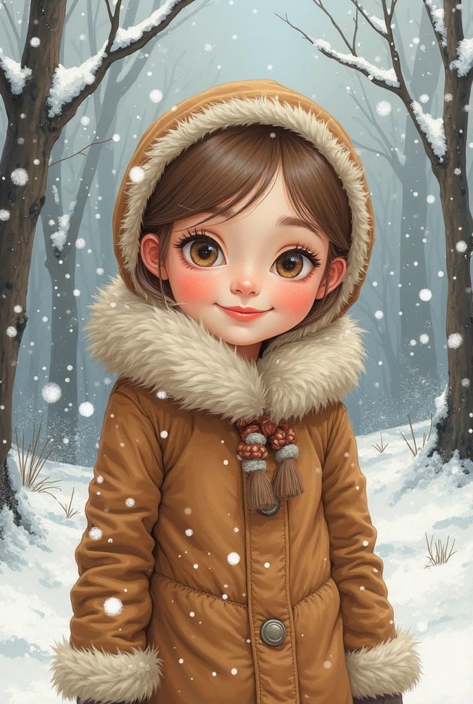 真实感, a painting, Fantastic tale, Christmas style, John Tolkien style, Small painting by Jean-Baptiste Monge, Portrait of a rocker girl with black straight hair, pouring from under the hood, with soft functions, Soft features of a rocker girl, With light makeup, dark pink lips, lip shape thin lips,"curved eyebrows in the shape of Engriberts, blue eyes, heavy-lidded eye shape, in a knitted hood, black straight hair sticks out from under a knitted hood, sitting, Cross-legged, in a big soft chair, Cross-legged, near the Christmas tree, fireplace burning in the background, Wearing trousers, In a knitted lilac-blue sweater with a hood.., Human Hand, Very clear without flaws with five fingers, mischievous character, Christmas tree, Gifts, Jean-Baptiste Monge, anthropomorphic --ar 2:3 --testp -optimistic;