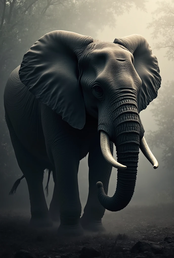 Create elephant image with black background 4k