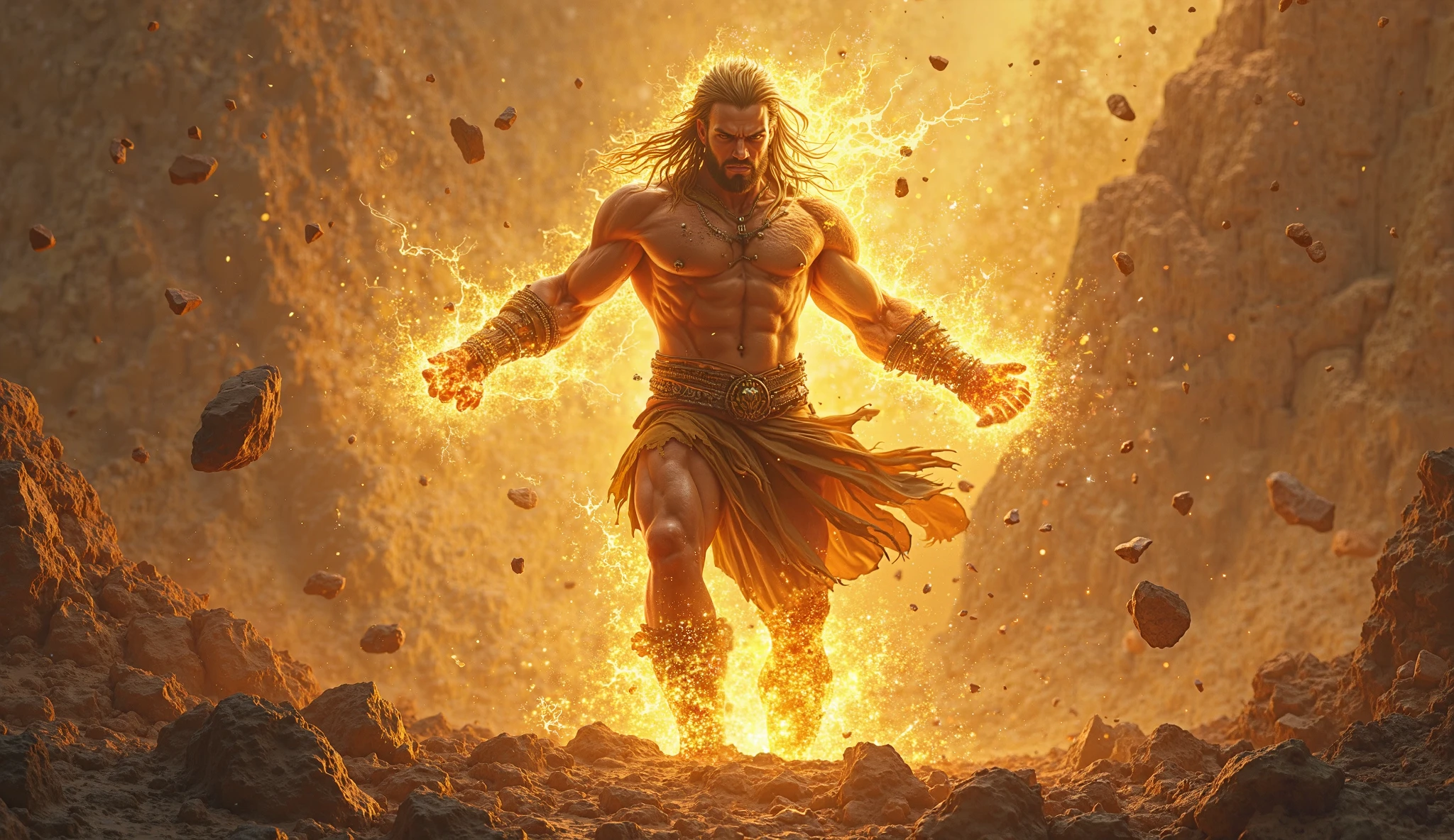 (photorealism:1.2), Moses, destroying the gold calf in the desert, with fire,rage