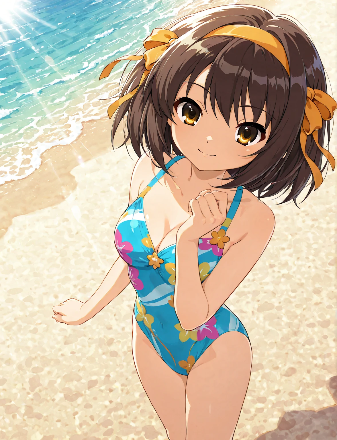 (((pixel-perfect, detail-perfect))), solo, 1girl, ayumu uehara, smile, sauna, bikini, armpit, medium filesize, ultra High Qality