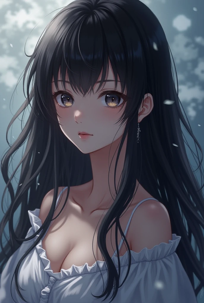 absurdres ,masterpiece, HQ, 4k, HDR, best quality, 1girl at center screen with beautifulface, white_hair. (black costume:1.2),deep dark, bangs, breasts, eyebrows_visible_through_hair, hair_ornament, light_particles, long_hair, looking_at_viewer, medium_breasts, dune surface, solo, space, star_(sky), starry_sky, twintails, very_long_hair, yellow_eyes, transparent, see-through,(Background_Giedi_Prime_Dune:1.0), (innocent face:1.1), beautiful eyes, volumetric lighting, real shadows.