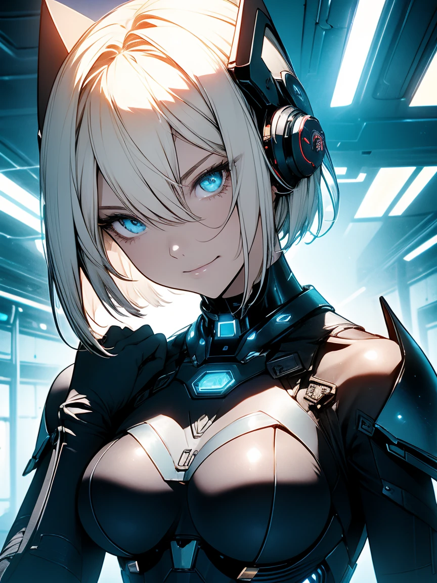 oxgen mask, ultra-detailed, sexy, ero, a cute girl, 1girl, solo, robot suit, robot, beautiful eyes, transparent hair, translucent hair, latex, white hair, head mounted display, empty eyes, crazy eyes, torogao, anime style, anime, masterpiece, best quality, UHD, 8k