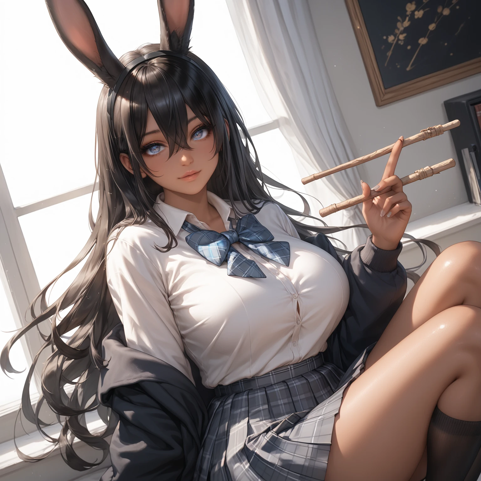 Young woman, rabbit, ears, Ponytail, underwear, carrot, half naked, vulgar, school, , clumsy