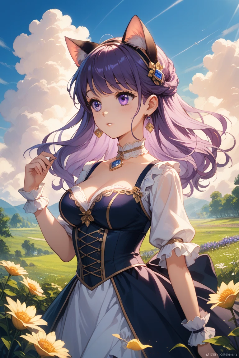 In the realm of high-resolution images, a masterpiece emerges, boasting the best quality and a resolution beyond comparison. The subject, a radiant 19-year-old girl, captivates the gaze with her extremely detailed face, characterized by deep blue and violet clothes that dance loosely around her. A thin gold chain pendant adorns her neck, contrasting with the softness of her sandals.
The setting is a farm field, filled with the vibrant colours of a loose sundress adorned with intricate embroidery and flowers. As she moves, a cinematic dolly shot captures the essence of the moment, creating an 8k illustr