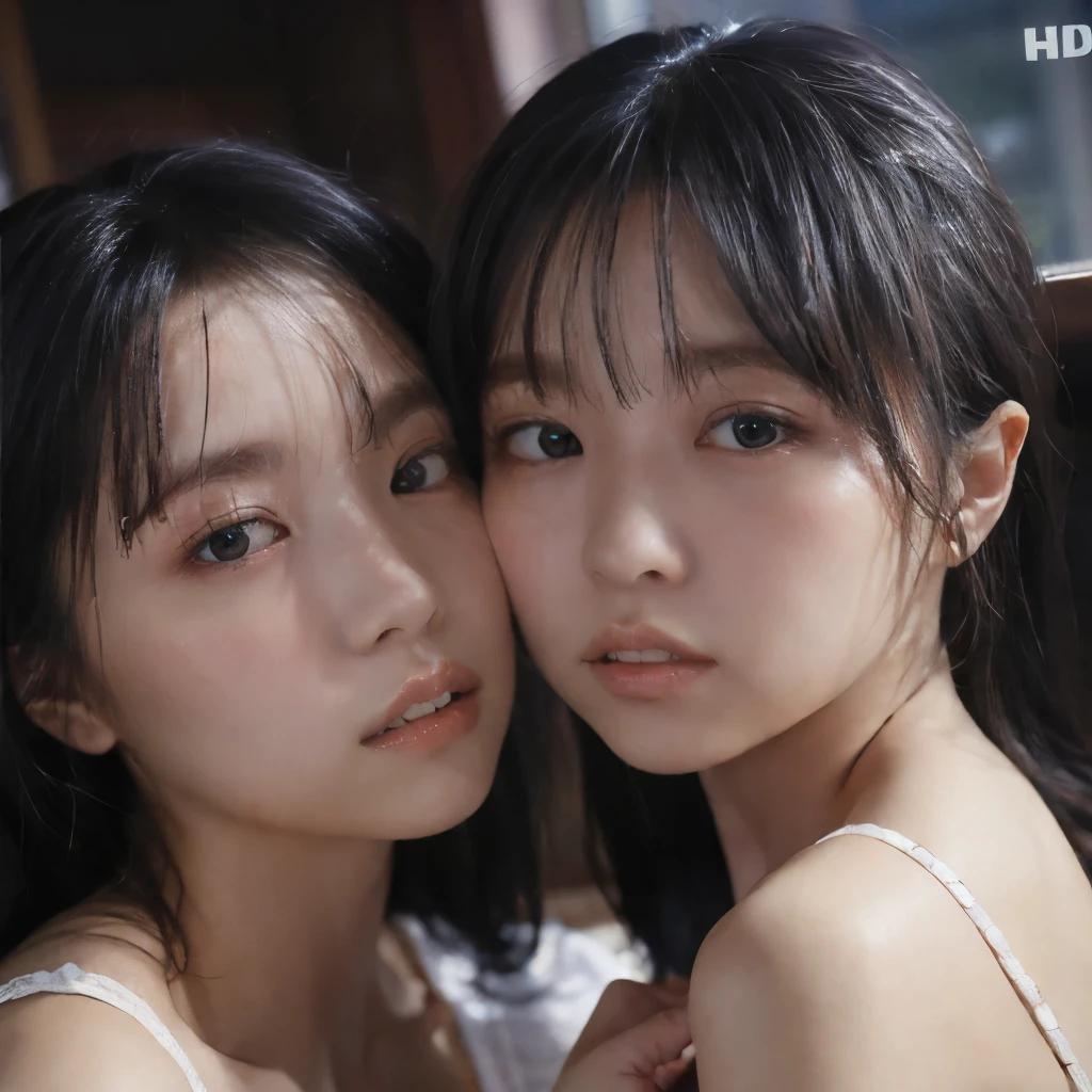 14.	A double-exposure effect capturing twin sisters’ synchronized movements in a dynamic fashion pose.





