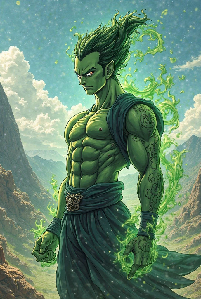 (((intricate design))) (((top quality))) (((16K))) (((High Definition))) 16K splash art (((photorealistic))) high-res, ultra sharp, ((masterpiece)), the best quality, expressive eyes, perfect face, (((druid outfit))) Super eyes, perfectly detailed anatomy (((Volumetric lighting))) (((natural lights))) (((sunny))) (((1Male))) (((Bodybuilder))), (((muscular))), (((hyper pecs))) there is a sexy mature man with green paint on his body, slick shaved sides hairstyle, ((thighs)) bodily fluids, round butt, green coloured skin, green skin! (((green coloured skin!!))), (((green skin))). (((green-skinned))), (((elegant robes))) ((green skin with scales)), ((green skin)), windy, (((in a Ancient Stadium of Olympia))), (((greenish skin))) plantation on the male body, fluorescent green skin, radiant orange eyes, windy, leaves falling (((a powerful nature deity))), elf ears, druid magic, cell-shaded adult animation, green gem necklace, hot reptile muscular humanoid man, muscular green body. Hazel eyes, glowing veins, nature spirit, long sash, transparent legs, futuristic, skin tight jumpsuit