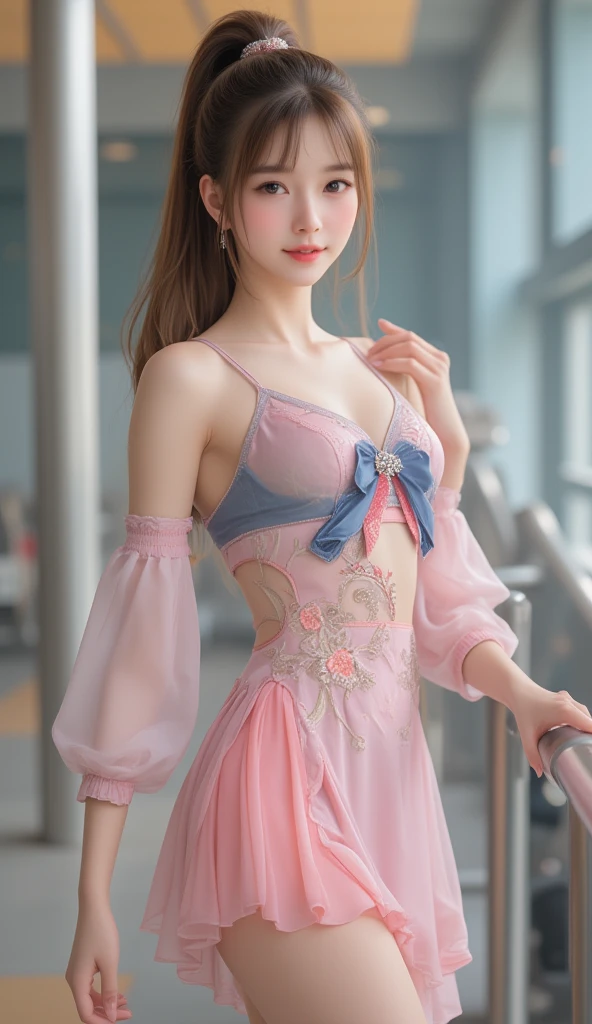 sweet_dress (best quality, masterpiece:1.2), tianfeng1, Extremely detailed, (Practical:1.37), beautiful, youth, Glamorous model, Warm colors, ((Full body view，Bend your knees naturally，Skin is firm and smooth)), ((in old fashioned room，Sitting on a low bed，lean back，Support the body with your elbows)), ((Elegant and natural gesture)), (big eyes, Exquisite eyes, Delicate lips, Exquisite eyes), Available in white and floral pattern, Show a bright smile, fit, Full breasts, ((Large Breasts)), Long legs, Create a stunning photo of a sleeping girl