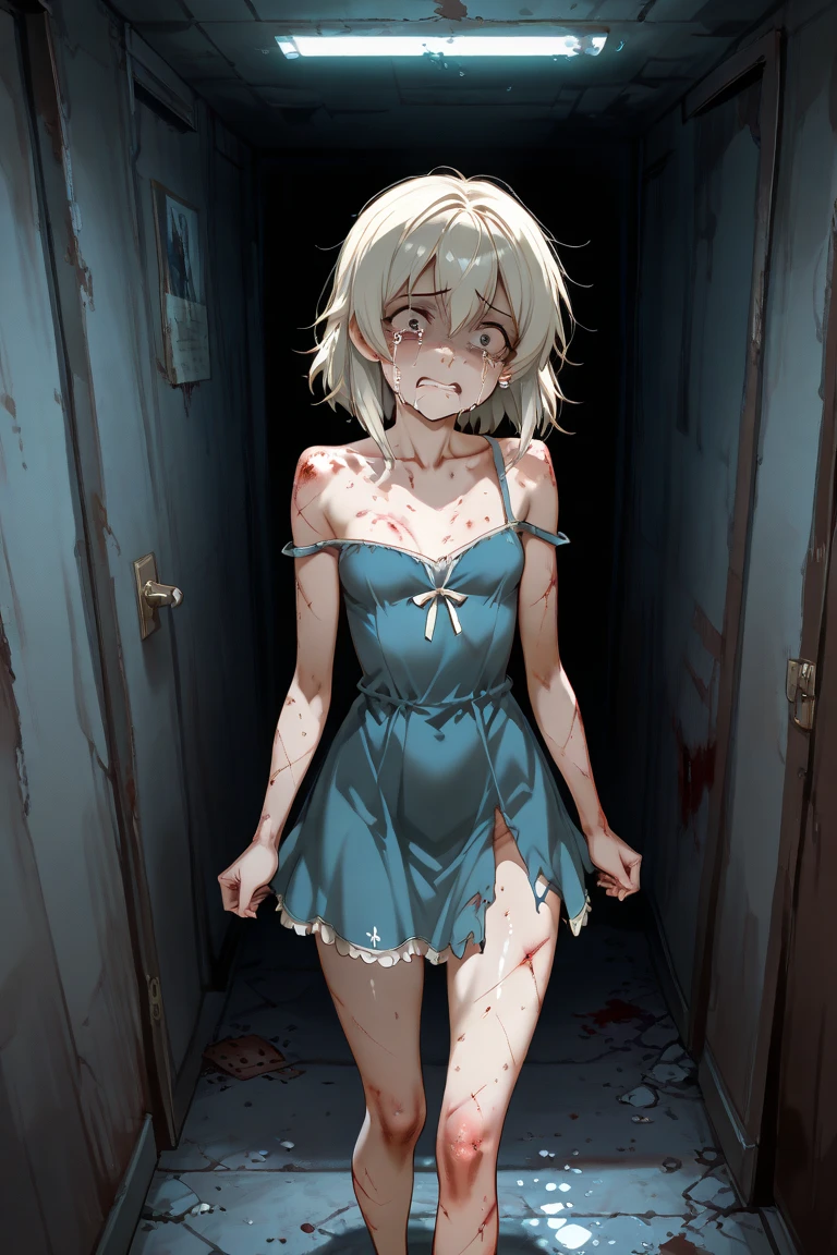 dirty scene of female serial killer catgirl with two cat ears in brightly-lit warehouse in realistic style, close portrait shot of feminine neglected senior woman with cat ears in a bloodied blood-covered poop-smeared poop-stained white shirt standing in a well-lit room, working clothes, work clothes, her clothes are torn and dirty, wearing dirty overalls, grease-stained work clothes, (dirty), poop-smears, rust stains, working woman mechanic, stained coveralls, portrait shot torso and up, bodily neglect, homeless filth, eye-level shot, in the rusty and bloody style of the playstation 2 video game silent hill 3, scary dirty, hard work, greasy hands, soot, sooty, silent hill aesthetic, resident evil aesthetic, (brightly lit garage), unclean, bodily neglect, murder scene, serial killer, bathed in blood, blood blood blood blood blood, realistic poop-smeared, soaked in blood, clothes covered in poop, catgirl from the playstation 3 silent hill,