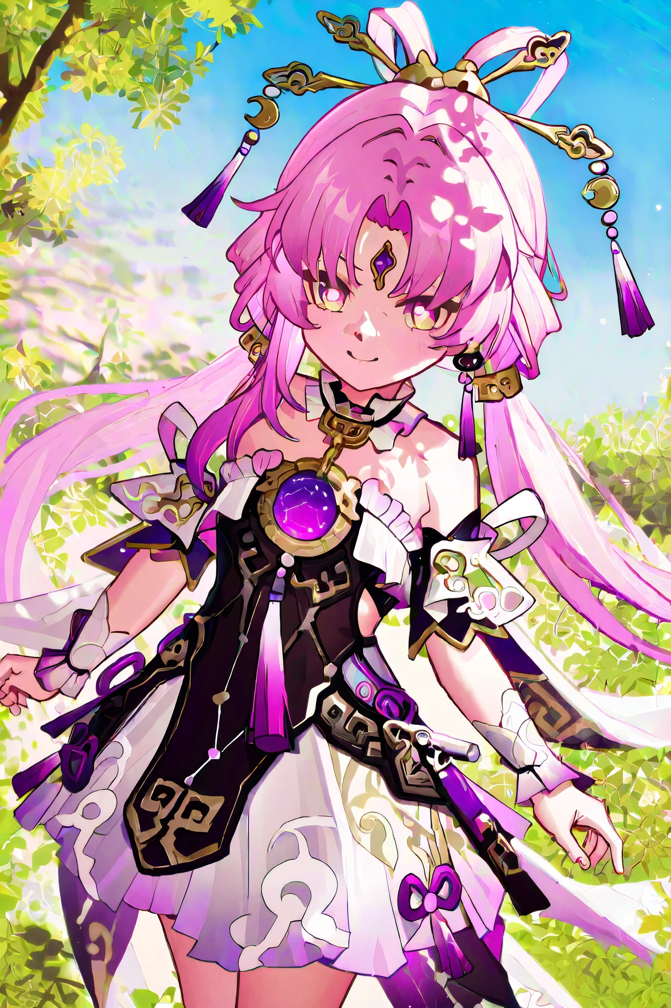Pink hair,dual horsetail,Pink clothes