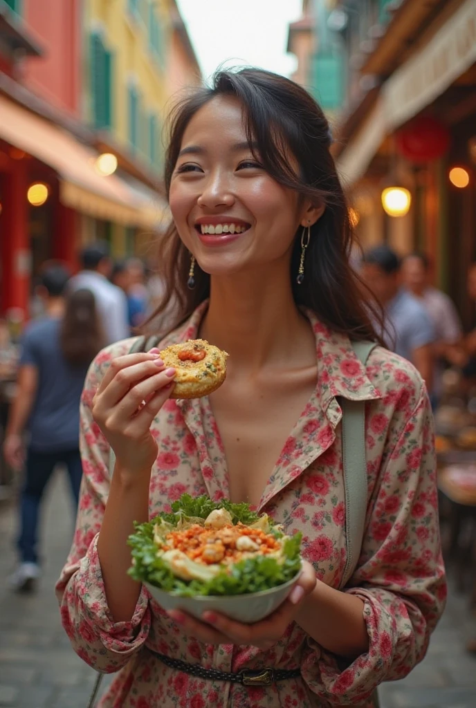 Picture about travelling and tasting food for profile instagram