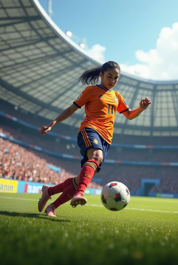 An alien playing soccer. Jersey Argentina.
