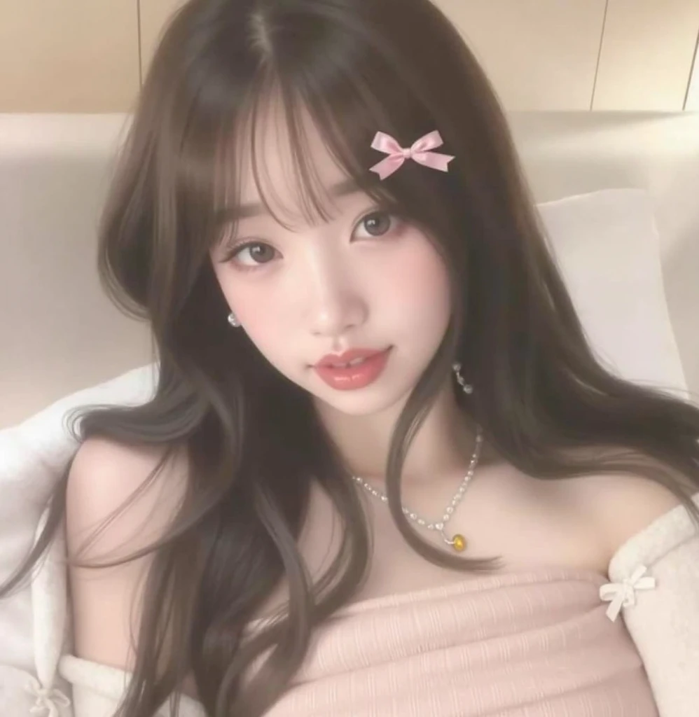 Giraffe girl with long hair and a pink bow tie posing for a photo, Beautiful young Korean woman, ulzzang, beautiful south korean woman, South Korean popular makeup, korean girl, Beautiful young Korean woman, anime girl in real life, asian girl with long hair, popular korean makeup, sakimichan, with long hair and piercing eyes